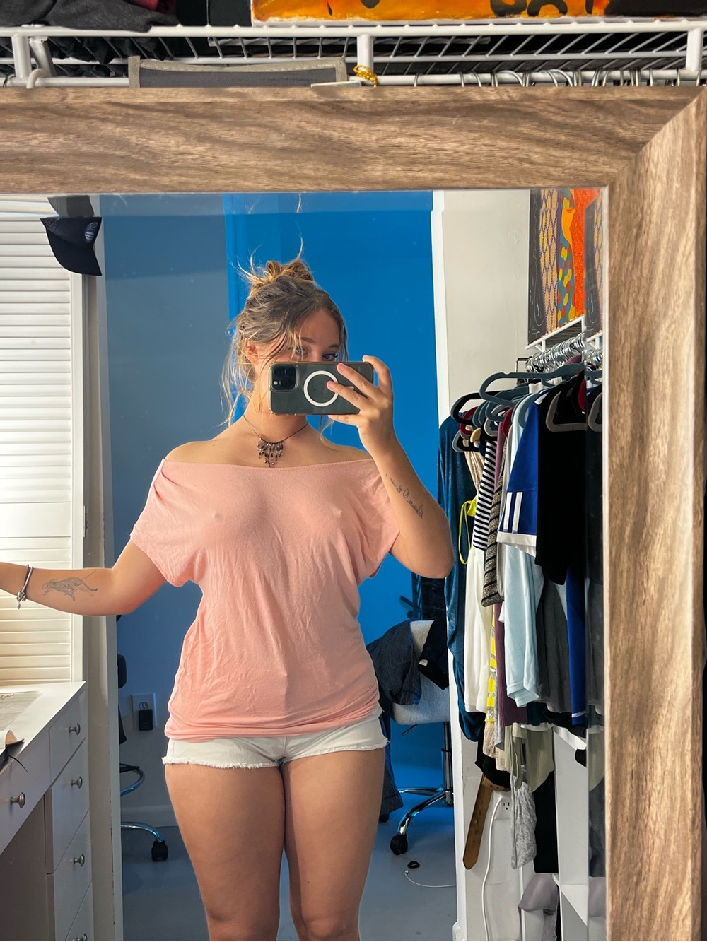 American Dream Off-Shoulder Light Pink Top